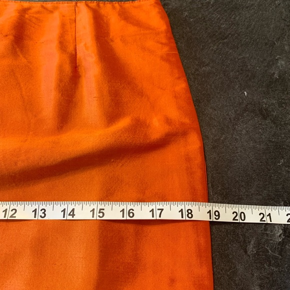 Silk SKIRT SUIT gorgeous orange. Never worn size 8/10 - Picture 12 of 13